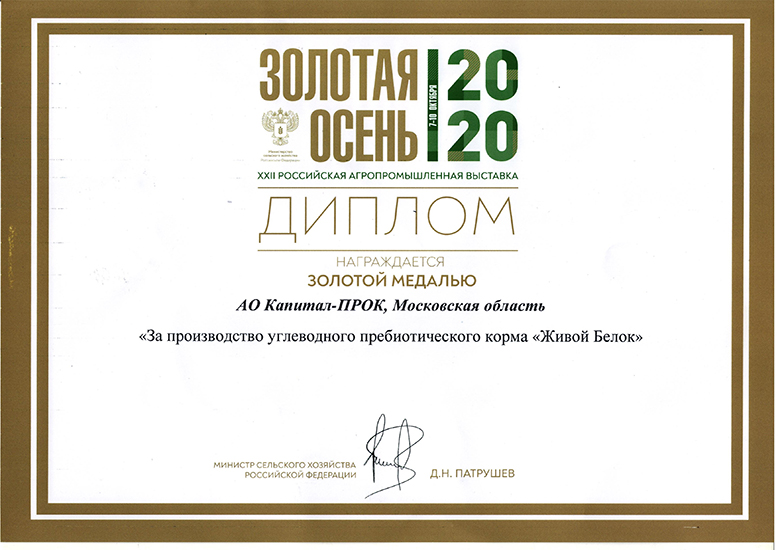 Диплом Выставка «Золотая Осень 2020», г. Москва